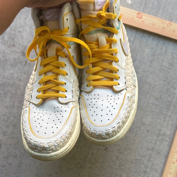 Nike Air Jordan union LA x bephies beauty supply High-Top Sneakers yellow white - Picture 7 of 15